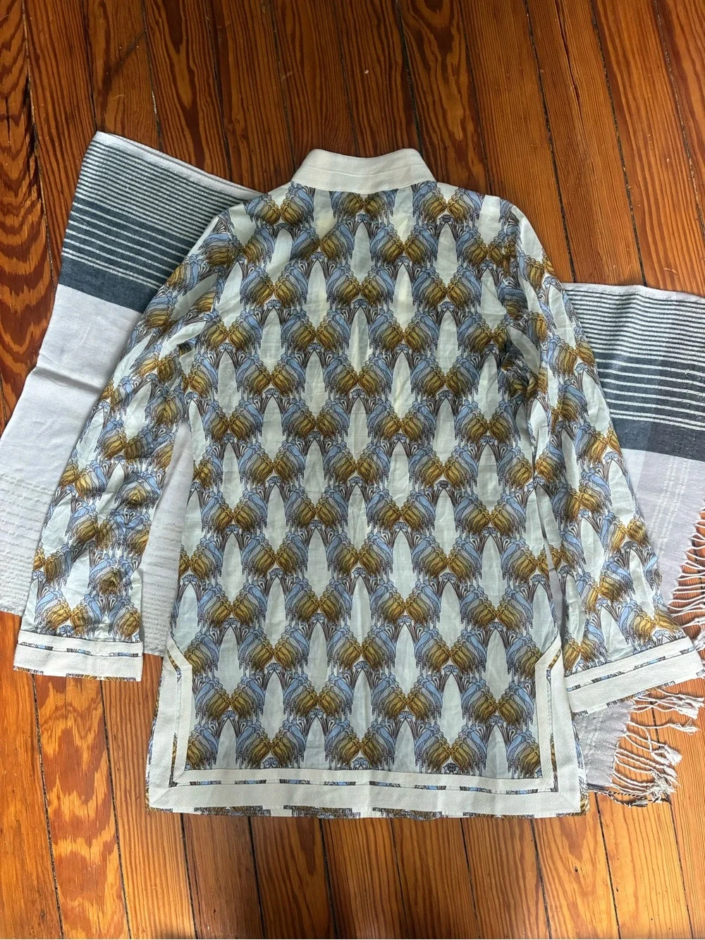 Tory Burch Sand Deco Crane Print Tunic